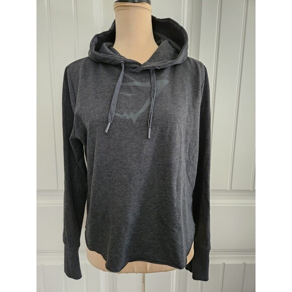 Gymshark Dark Grey Cropped Wrap Back Hoodie Logo Women Sz M Athleisure - Picture 1 of 9